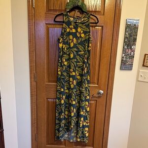 Toad&Co Floral Maxi Dress - Green and Yellow